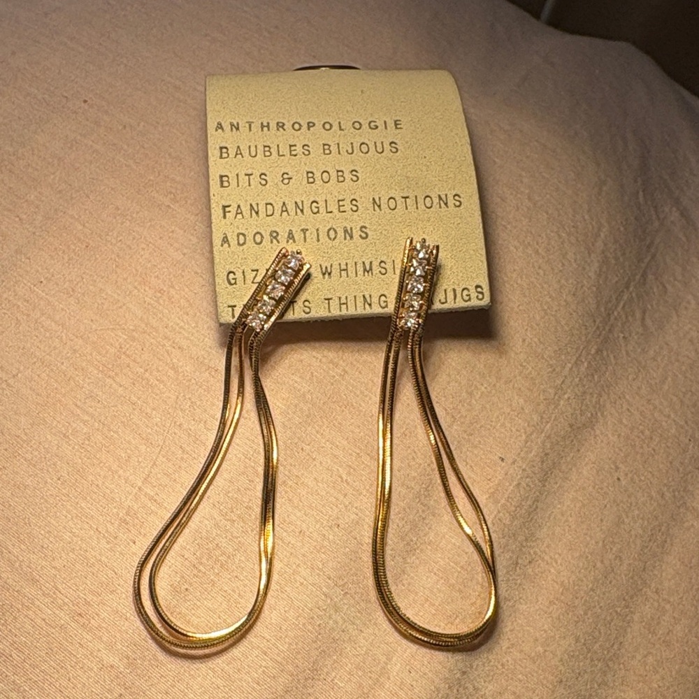 Anthropologie Gold Double Loop Earrings